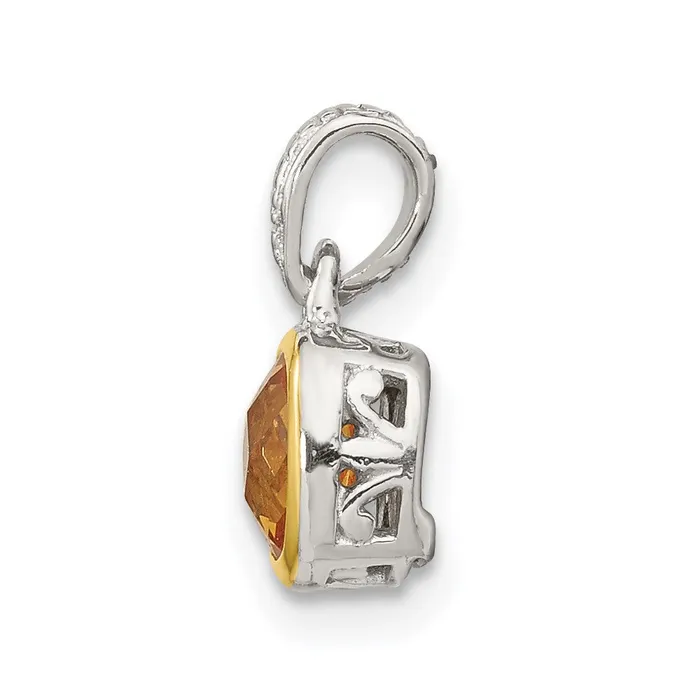 Necklaces Sterling Silver w 14K Accent Citrine Pendant TreasureFineJewelers