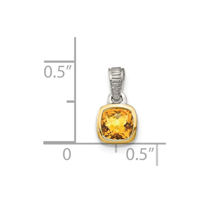 Necklaces Sterling Silver w 14K Accent Citrine Pendant TreasureFineJewelers