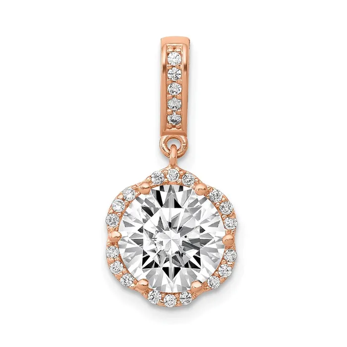 Necklaces TreasureFineJewelers 10K Tiara Collection Rose Gold Polished CZ Pendant