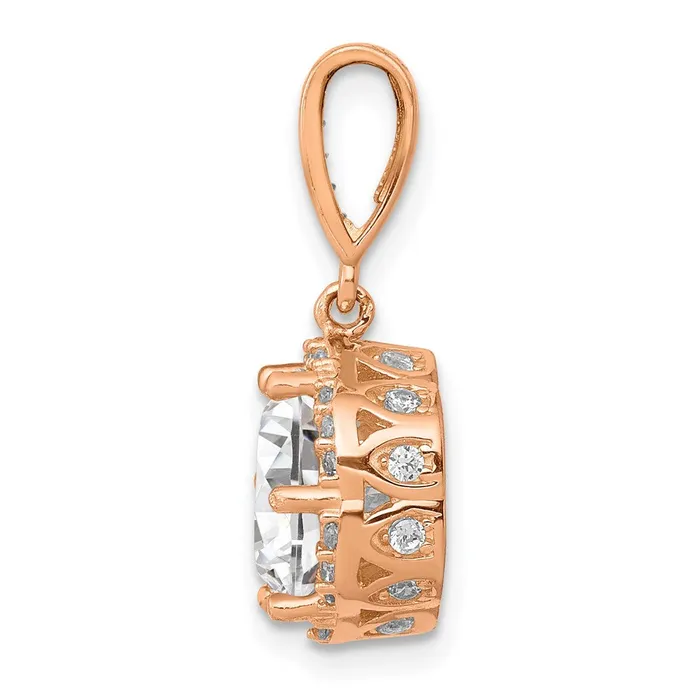 Necklaces TreasureFineJewelers 10K Tiara Collection Rose Gold Polished CZ Pendant
