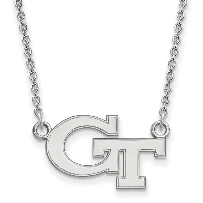 Necklaces TreasureFineJewelers 10K White Gold Georgia Institute of Technology Small Pendant wilth Necklace Necklaces TreasureFineJewelers 10K White Gold Georgia Institute of Technology Small Pendant wilth Necklace
