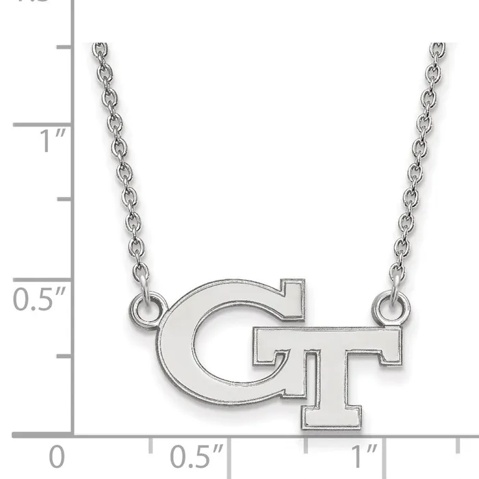 Necklaces TreasureFineJewelers 10K White Gold Georgia Institute of Technology Small Pendant wilth Necklace