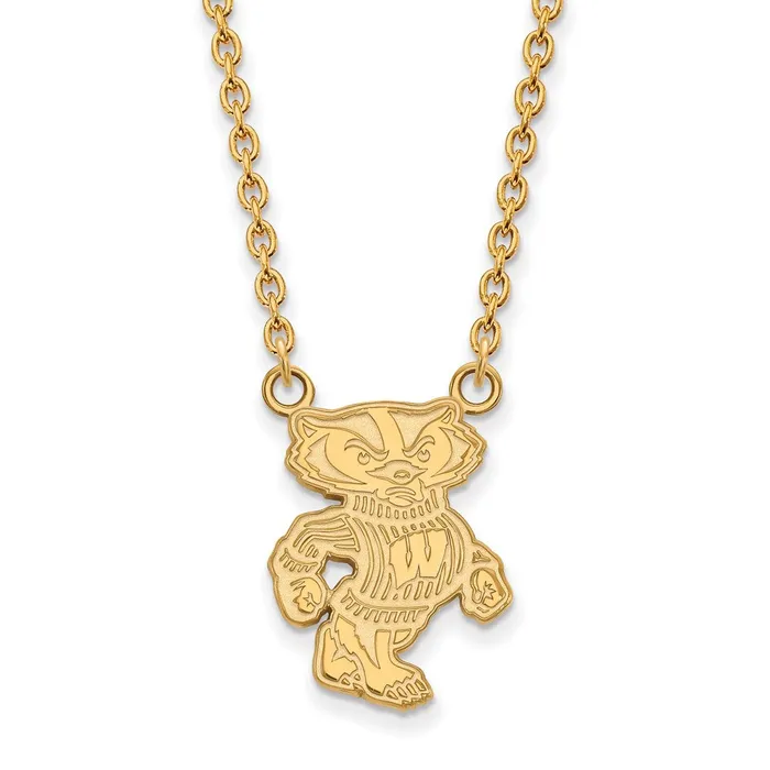Necklaces TreasureFineJewelers 10K Yellow Gold University of Wisconsin Large Pendant with Necklace Necklaces TreasureFineJewelers 10K Yellow Gold University of Wisconsin Large Pendant with Necklace