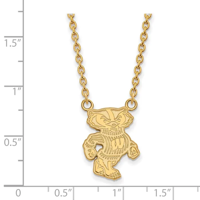 Necklaces TreasureFineJewelers 10K Yellow Gold University of Wisconsin Large Pendant with Necklace