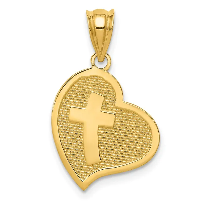 Necklaces TreasureFineJewelers 14k Polished Mom I Love YouCross Reversible Heart Pendant