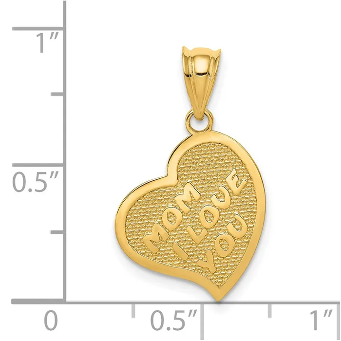 Necklaces TreasureFineJewelers 14k Polished Mom I Love YouCross Reversible Heart Pendant