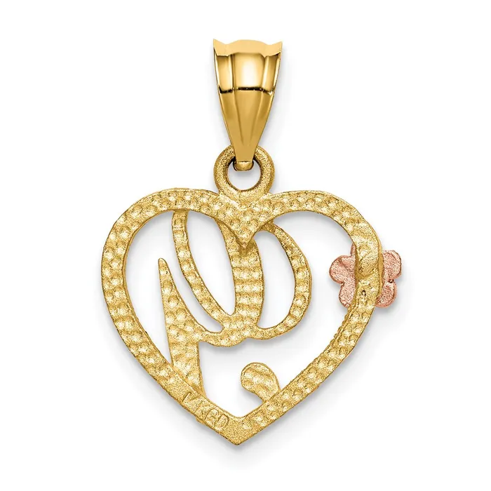 Necklaces TreasureFineJewelers 14k TwoTone Heart Letter G Initial Pendant