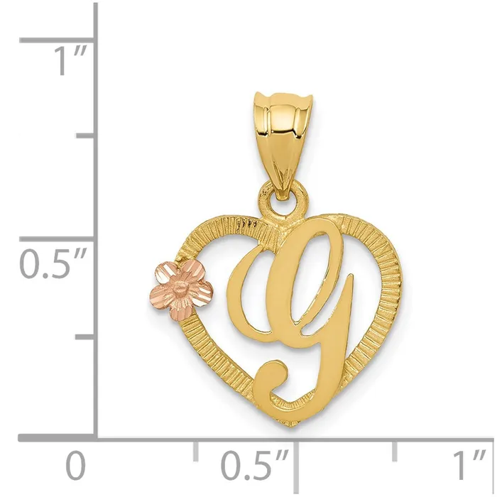 Necklaces TreasureFineJewelers 14k TwoTone Heart Letter G Initial Pendant