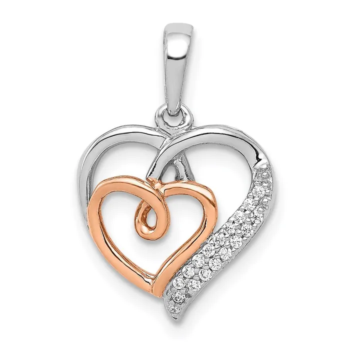Necklaces TreasureFineJewelers 14k White and Rose Gold 120ct Diamond Double Hearts Pendant Necklaces TreasureFineJewelers 14k White and Rose Gold 120ct Diamond Double Hearts Pendant
