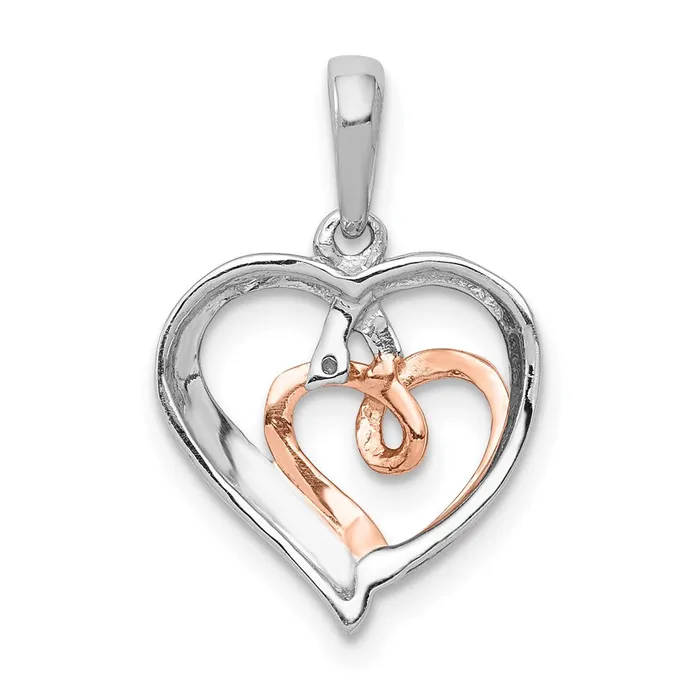 Necklaces TreasureFineJewelers 14k White and Rose Gold 120ct Diamond Double Hearts Pendant