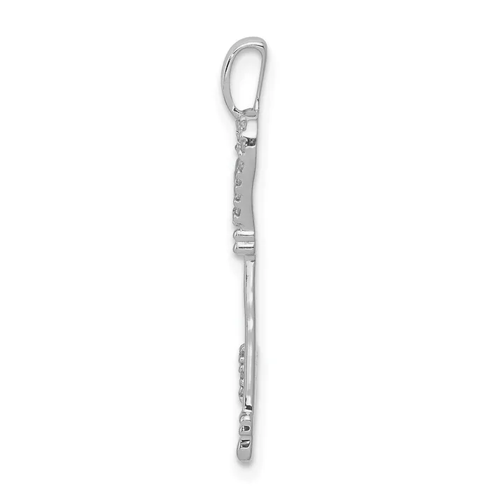 Necklaces TreasureFineJewelers 14k White Gold 110ct Diamond Heart Key Pendant