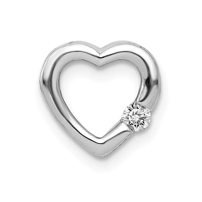 Necklaces TreasureFineJewelers 14k White Gold 120ct Diamond Heart Chain Slide Necklaces TreasureFineJewelers 14k White Gold 120ct Diamond Heart Chain Slide