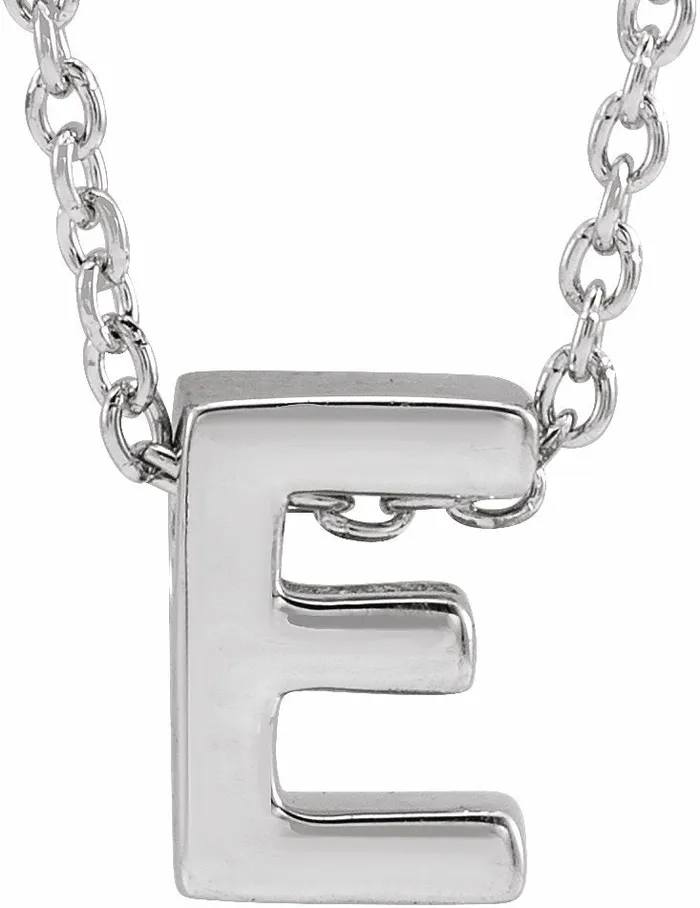 Necklaces TreasureFineJewelers 14K White Gold Initial E Slide Pendant 1618 Necklace Necklaces TreasureFineJewelers 14K White Gold Initial E Slide Pendant 1618 Necklace