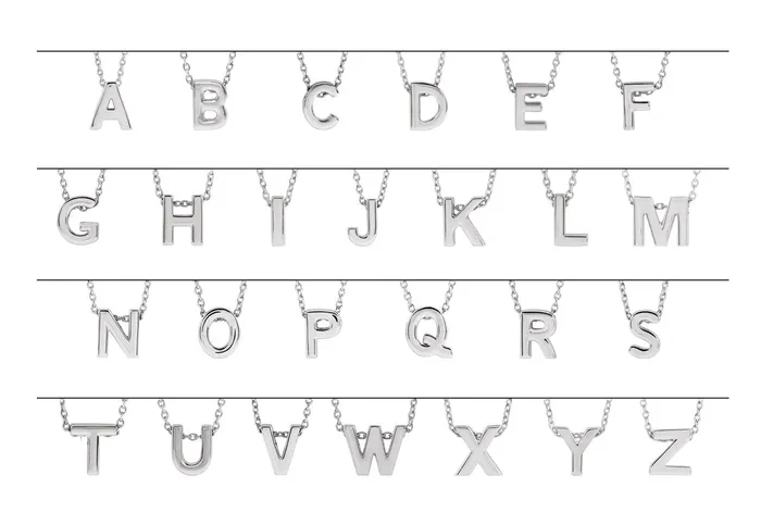 Necklaces TreasureFineJewelers 14K White Gold Initial E Slide Pendant 1618 Necklace