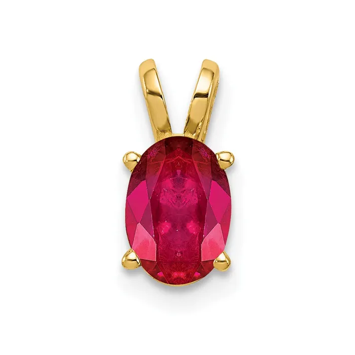 Necklaces TreasureFineJewelers 14k Yellow Gold 7x5mm Oval Ruby pendant
