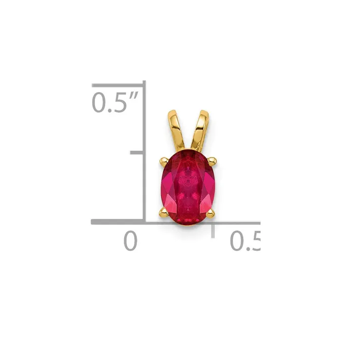 Necklaces TreasureFineJewelers 14k Yellow Gold 7x5mm Oval Ruby pendant