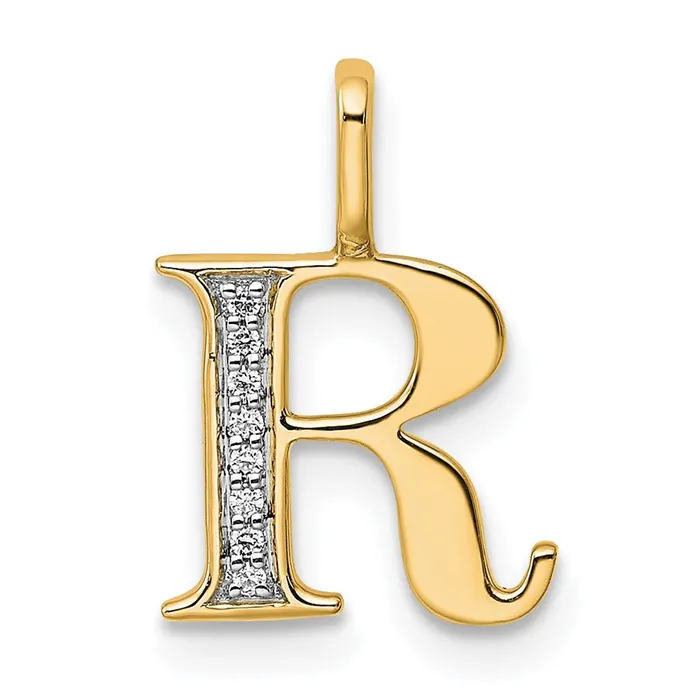 Necklaces TreasureFineJewelers 14k Yellow Gold Diamond Letter R Initial Pendant Necklaces TreasureFineJewelers 14k Yellow Gold Diamond Letter R Initial Pendant