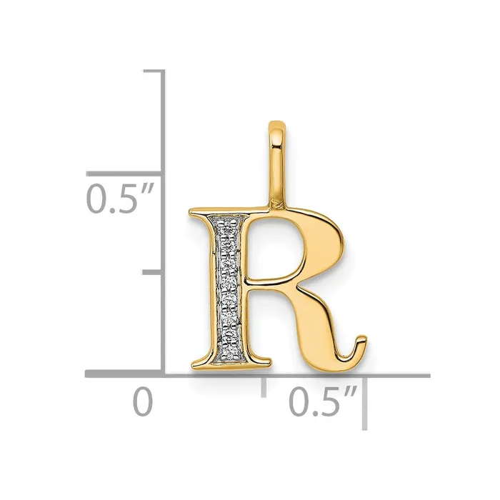 Necklaces TreasureFineJewelers 14k Yellow Gold Diamond Letter R Initial Pendant
