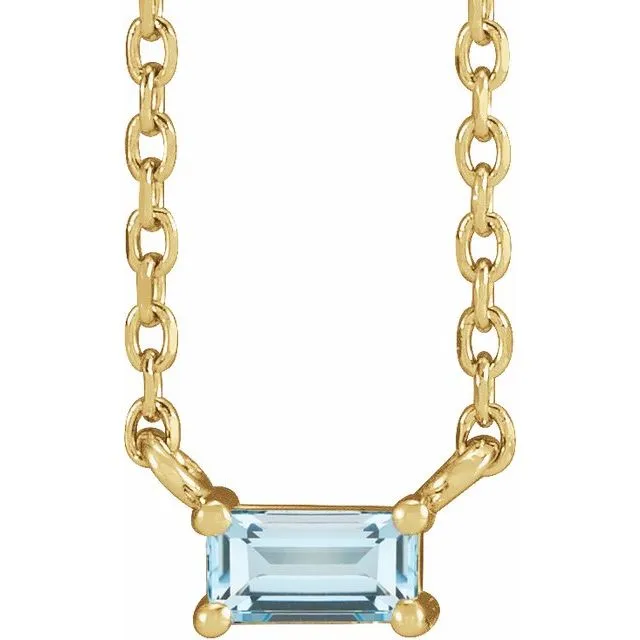 Necklaces TreasureFineJewelers 14K Yellow Gold Natural Sky Blue Topaz Solitaire 18 Necklace