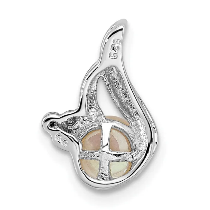 Necklaces TreasureFineJewelers Sterling Silver Rhodium 6mm FW Cultured Pearl Diamond Chain Slide
