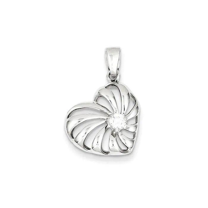 Necklaces TreasureFineJewelers Sterling Silver Rhodiumplated CZ Heart Pendant Necklaces TreasureFineJewelers Sterling Silver Rhodiumplated CZ Heart Pendant