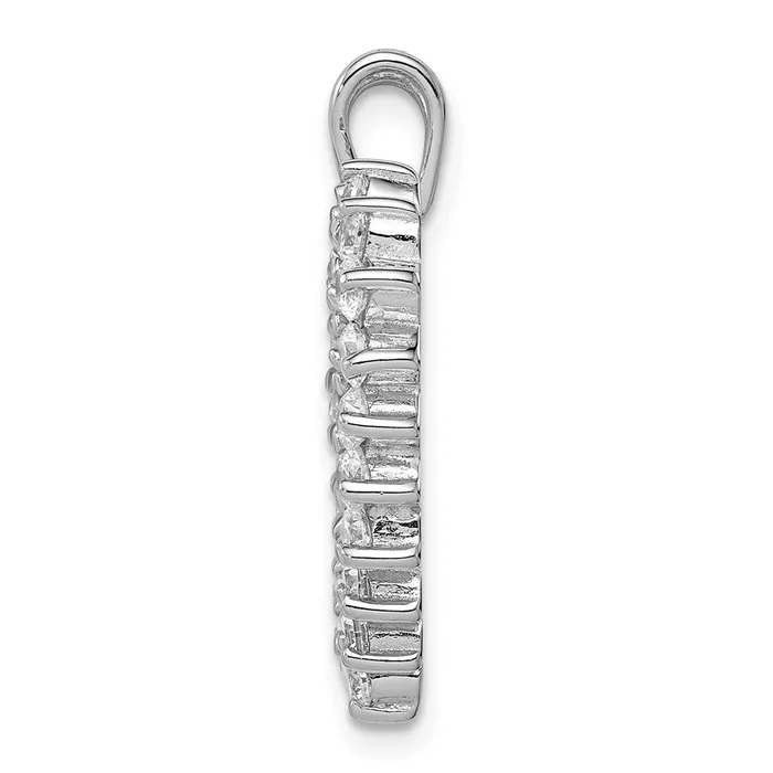 Necklaces TreasureFineJewelers Sterling Silver Rhodiumplated CZ Heart Pendant