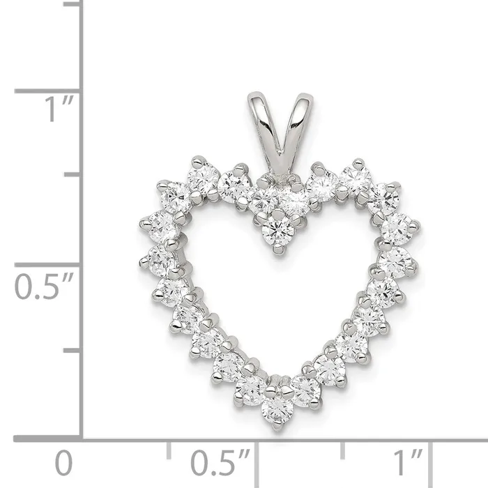 Necklaces TreasureFineJewelers Sterling Silver Rhodiumplated CZ Heart Pendant