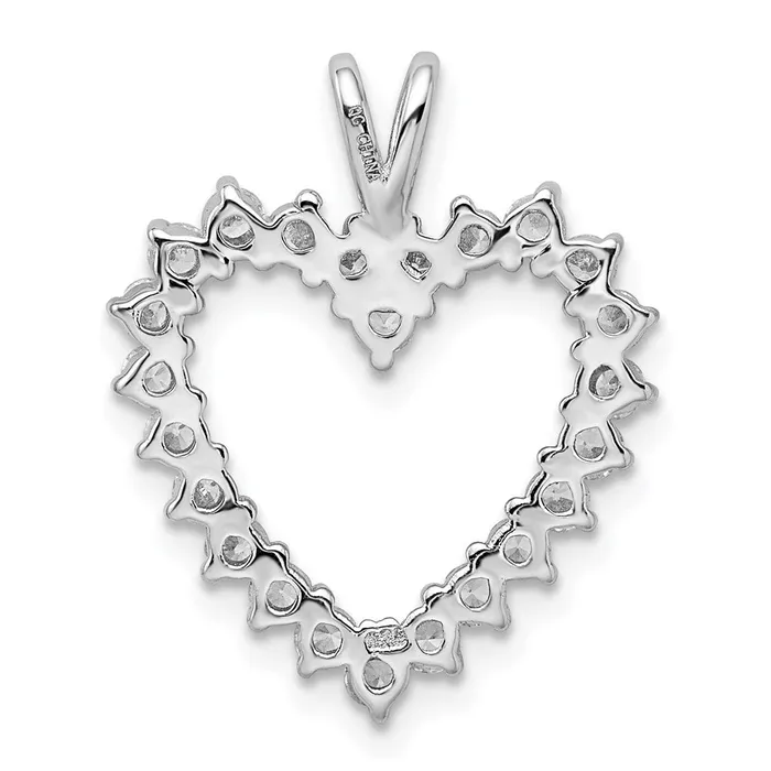 Necklaces TreasureFineJewelers Sterling Silver Rhodiumplated CZ Heart Pendant