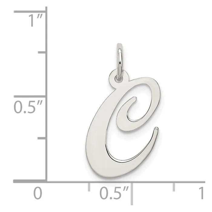 Necklaces TreasureFineJewelers Sterling Silver Rhodiumplated Fancy Script Letter C Initial Charm
