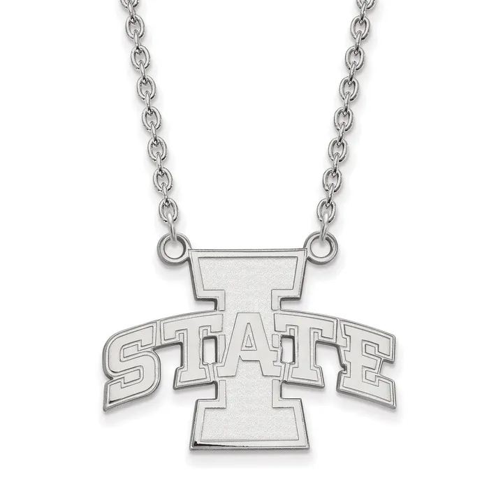 Necklaces TreasureFineJewelers Sterling Silver Rhodiumplated Iowa State University Large Pendant 18 inch Necklace Necklaces TreasureFineJewelers Sterling Silver Rhodiumplated Iowa State University Large Pendant 18 inch Necklace