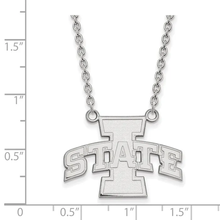 Necklaces TreasureFineJewelers Sterling Silver Rhodiumplated Iowa State University Large Pendant 18 inch Necklace
