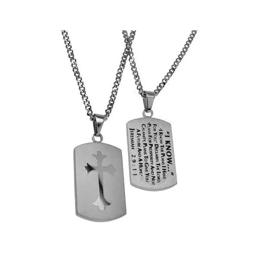 North Arrow Shop Necklaces JEREMIAH 2911 Shield Cross I Know Necklace with Bible Verse Stainless Steel Curb Chain North Arrow Shop Necklaces JEREMIAH 2911 Shield Cross I Know Necklace with Bible Verse Stainless Steel Curb Chain