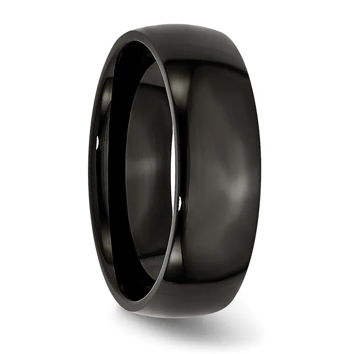 Rings TreasureFineJewelers Stainless Steel 7mm Black IPplated Polished Band