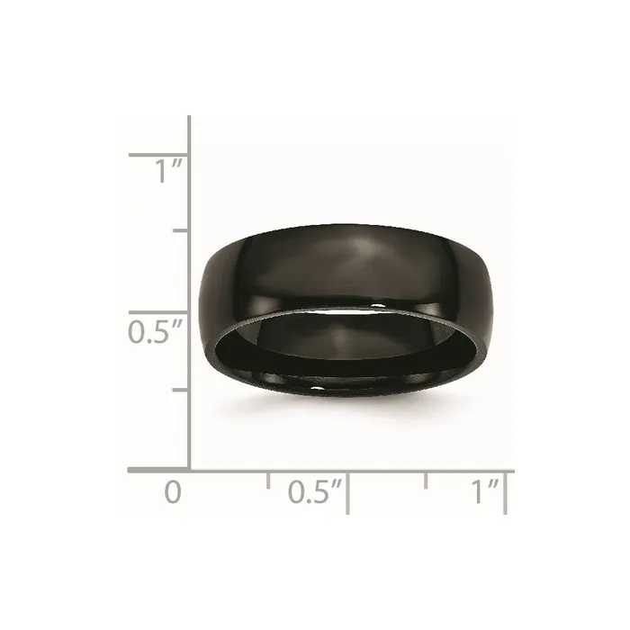 Rings TreasureFineJewelers Stainless Steel 7mm Black IPplated Polished Band