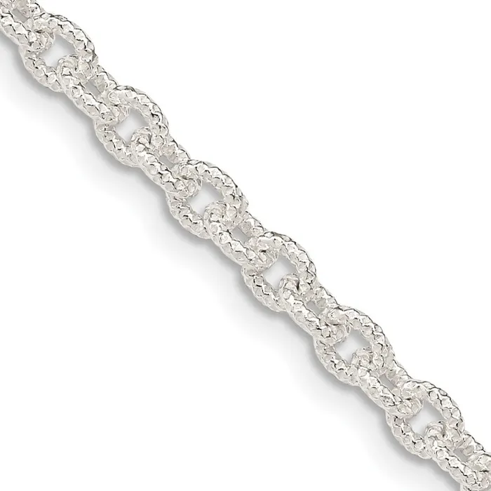 Rings TreasureFineJewelers Sterling Silver 375mm Fancy Patterned Rolo Chain Rings TreasureFineJewelers Sterling Silver 375mm Fancy Patterned Rolo Chain