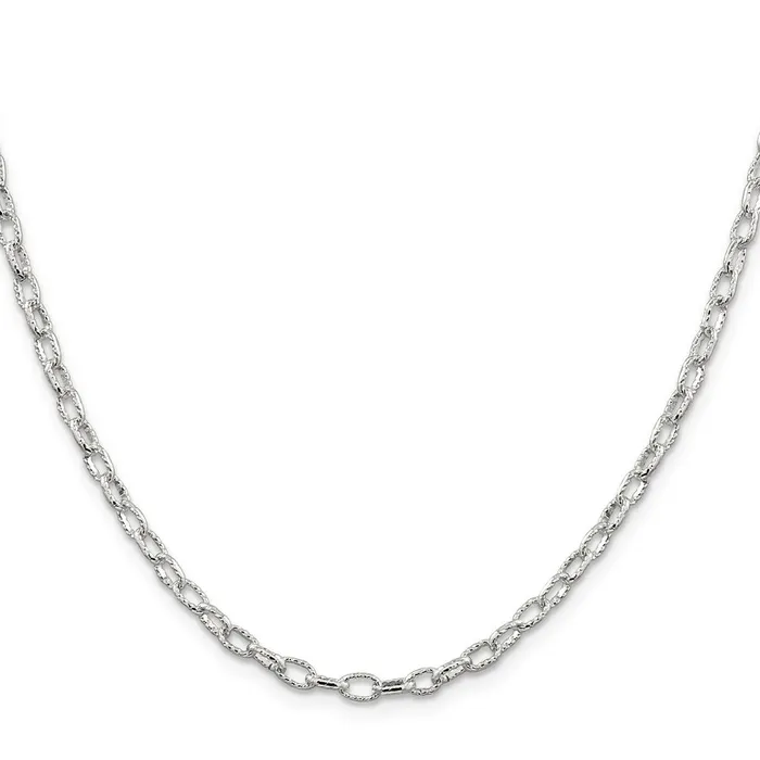 Rings TreasureFineJewelers Sterling Silver 375mm Fancy Patterned Rolo Chain