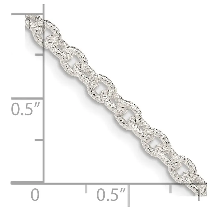 Rings TreasureFineJewelers Sterling Silver 375mm Fancy Patterned Rolo Chain