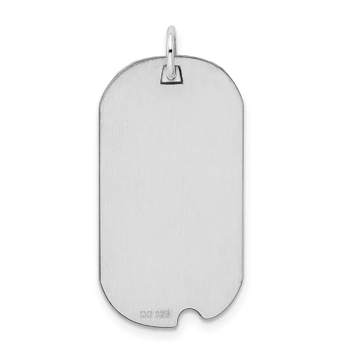 Rings TreasureFineJewelers Sterling Silver Rhodplate Eng Dog Tag Polish FrontSatin Back Disc Charm