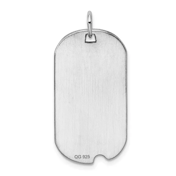 Rings TreasureFineJewelers Sterling Silver Rhodplate Eng Dog Tag Polish FrontSatin Back Disc Charm