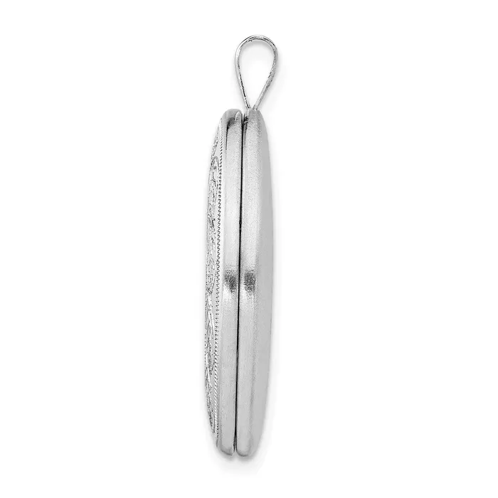 Rings TreasureFineJewelers Sterling Silver Rhodiumplated 26mm Leaf Border Oval Locket
