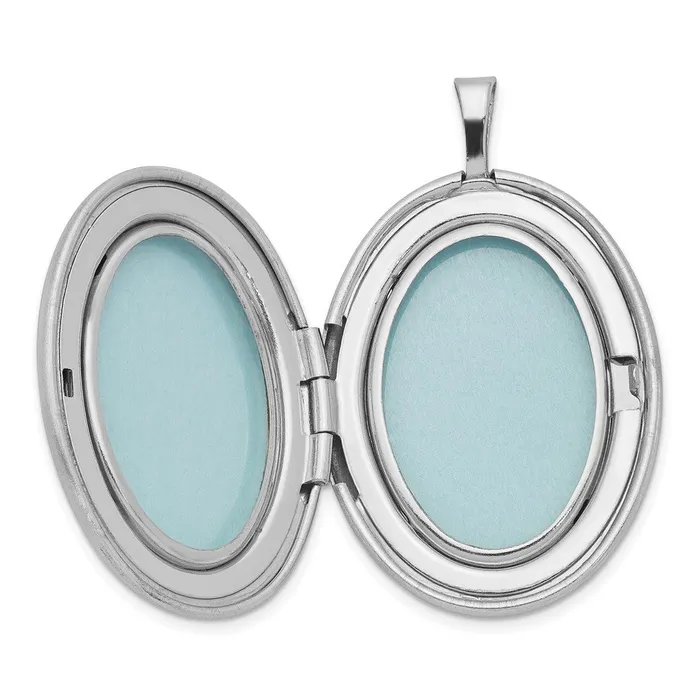 Rings TreasureFineJewelers Sterling Silver Rhodiumplated 26mm Leaf Border Oval Locket