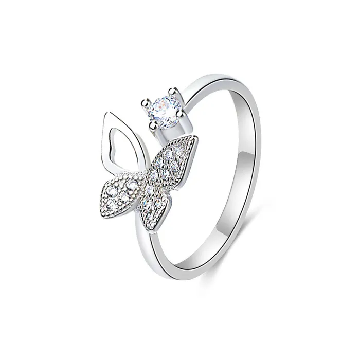 S925 Silver Open Butterfly Toi et Moi Ring Trendolla Jewelry Rings