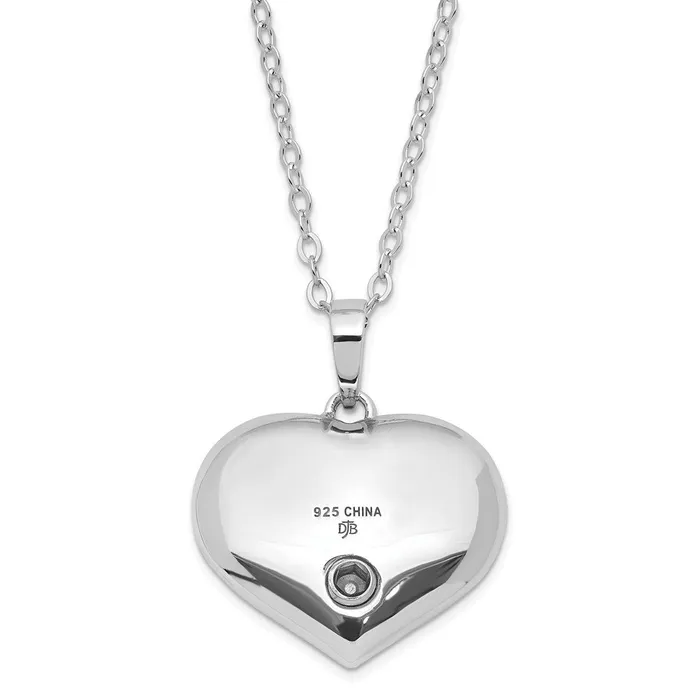 Sentimental Expressions Sterling Silver Rhodiumplated Antiqued CZ Heart Remembrance Ash Holder 18in Necklace TreasureFineJewelers Necklaces