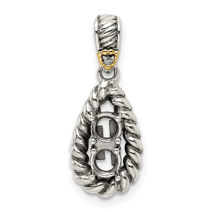 Sterling Silver 14k Twostone and Diamond Mothers Pendant SemiMount TreasureFineJewelers Necklaces