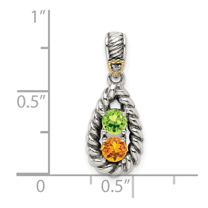 Sterling Silver 14k Twostone and Diamond Mothers Pendant SemiMount TreasureFineJewelers Necklaces