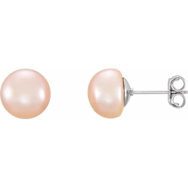 Sterling Silver 89 mm Pink Freshwater Cultured Pearl Earrings TreasureFineJewelers Earrings Sterling Silver 89 mm Pink Freshwater Cultured Pearl Earrings TreasureFineJewelers Earrings