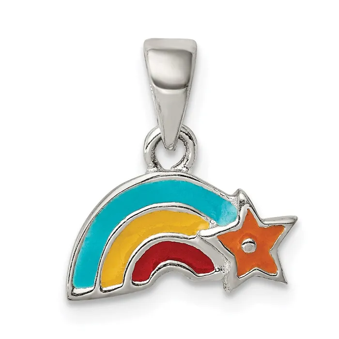 Sterling Silver Enamel Rainbow Pendant TreasureFineJewelers Necklaces