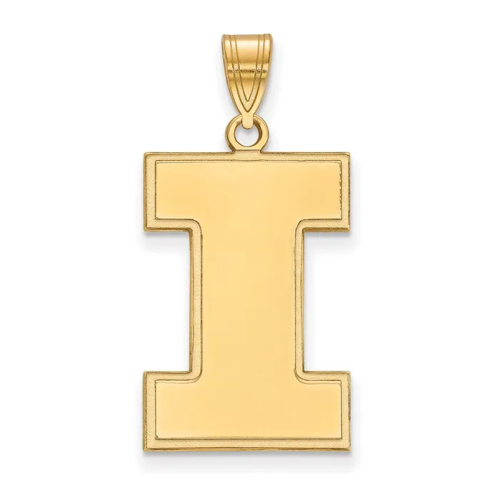 Sterling Silver Goldplated University of Illinois Letter I Extra Large Pendant TreasureFineJewelers Necklaces Sterling Silver Goldplated University of Illinois Letter I Extra Large Pendant TreasureFineJewelers Necklaces