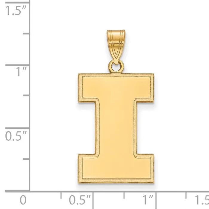 Sterling Silver Goldplated University of Illinois Letter I Extra Large Pendant TreasureFineJewelers Necklaces