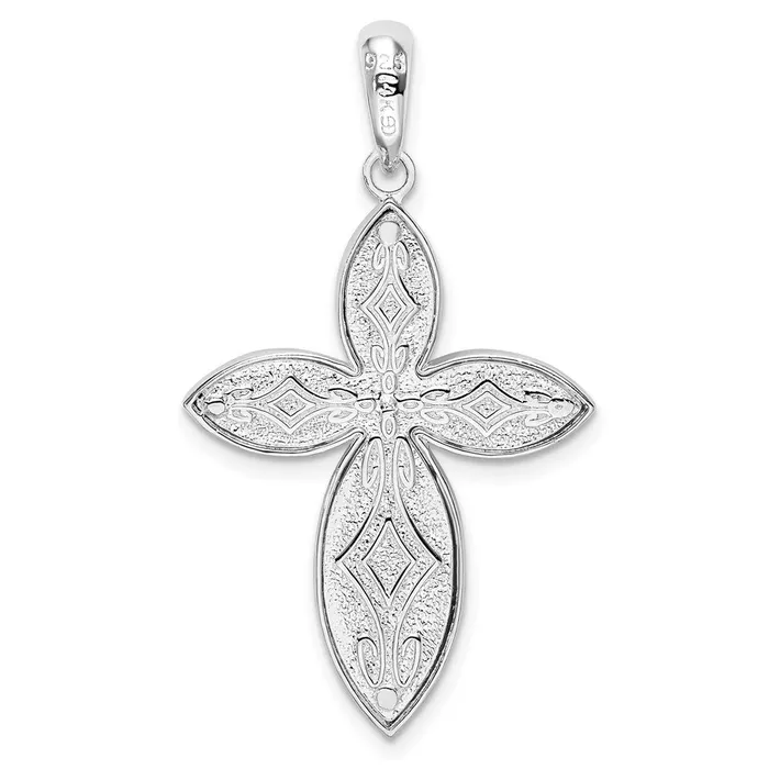 Sterling Silver Polished Filigree Cross w14k Accent Pendant TreasureFineJewelers Necklaces